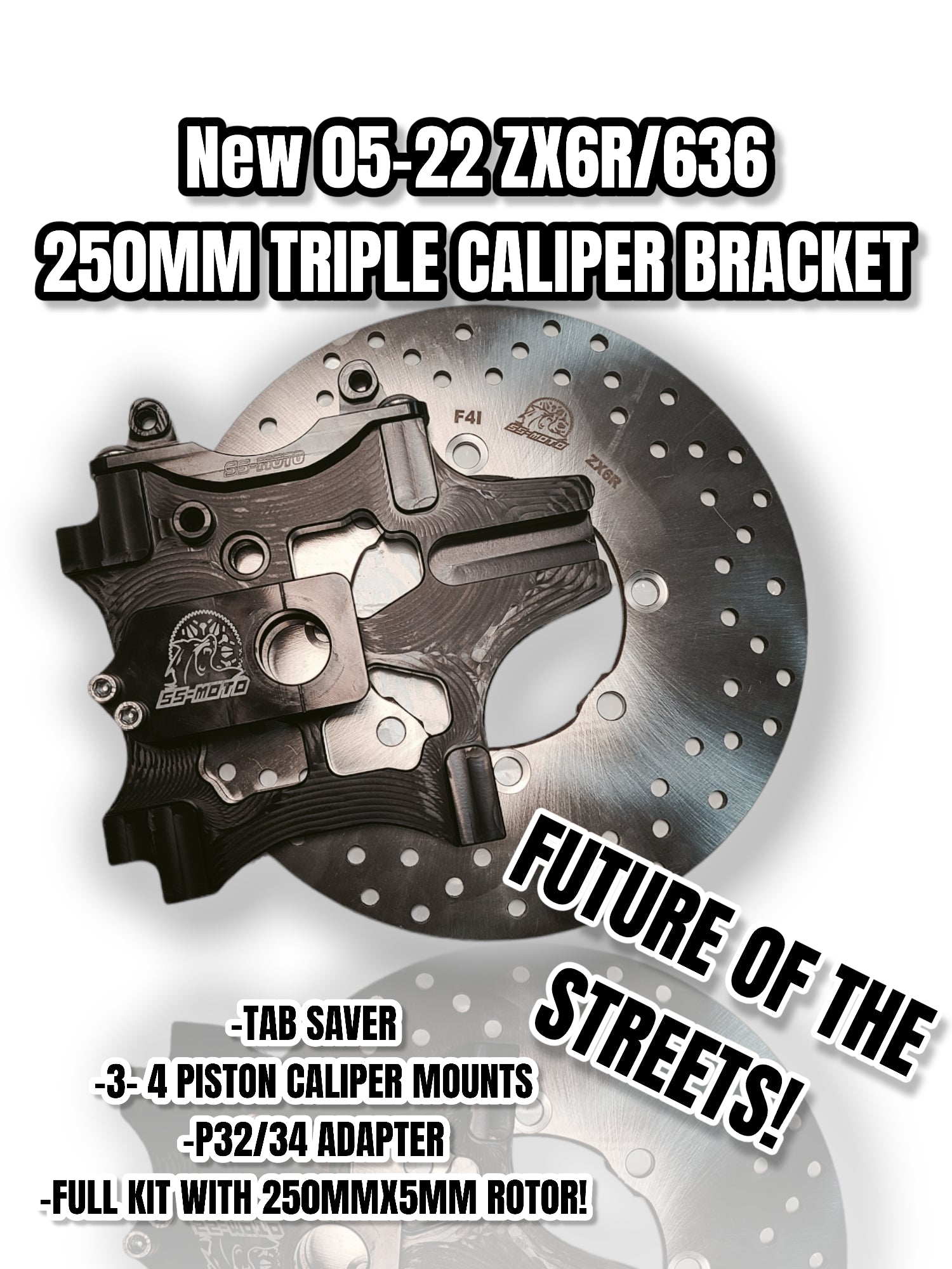 SS-MOTO 250mm Triple Caliper Brake Bracket-Nastee Nates Garage