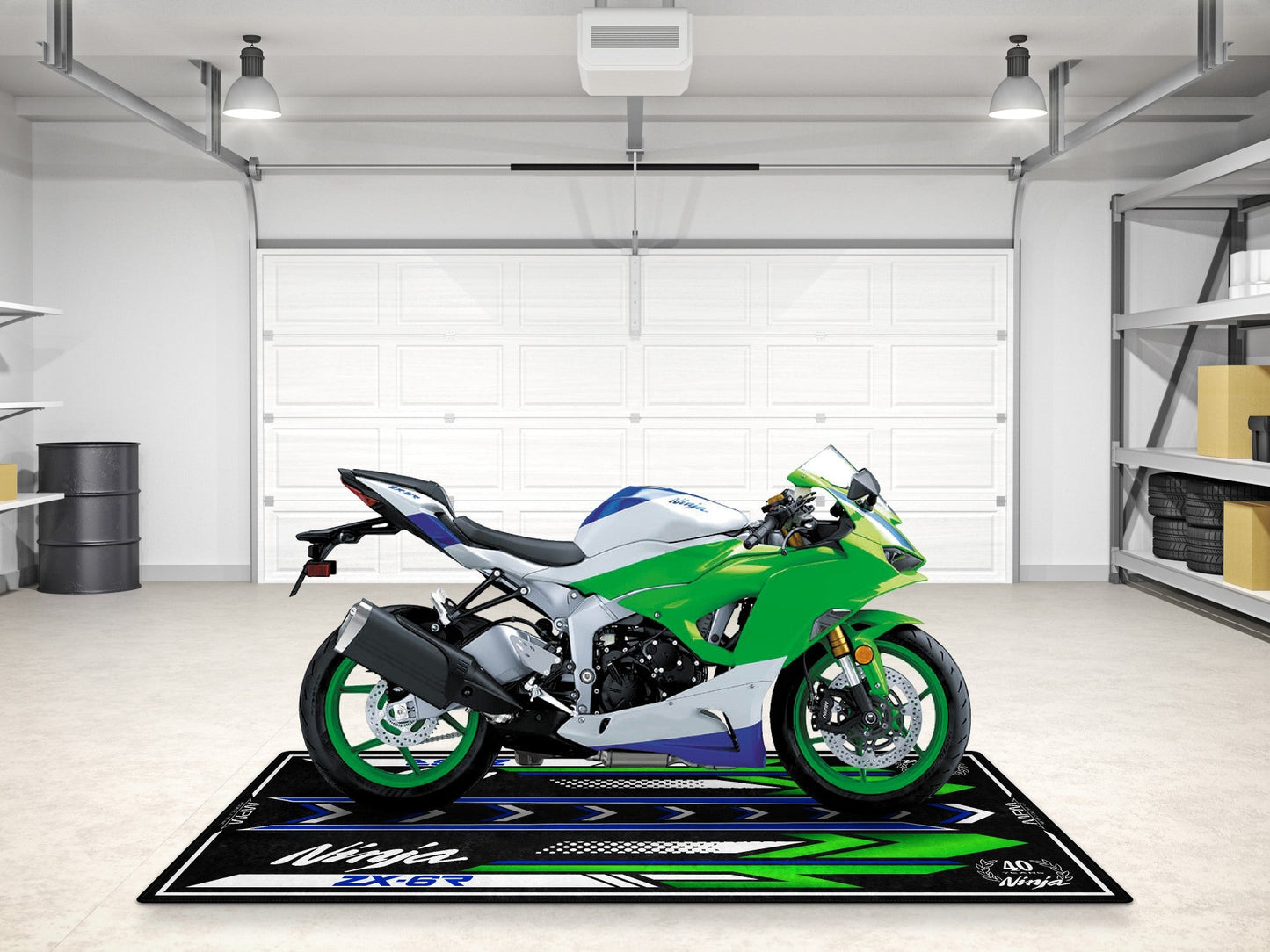 Motorcycle Mat for Kawasaki Ninja ZX-6R 40th Anniversary