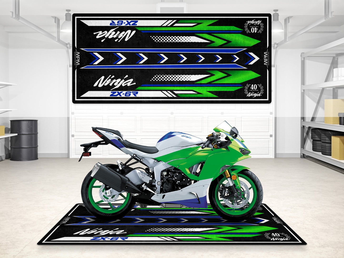 Motorcycle Mat for Kawasaki Ninja ZX-6R 40th Anniversary