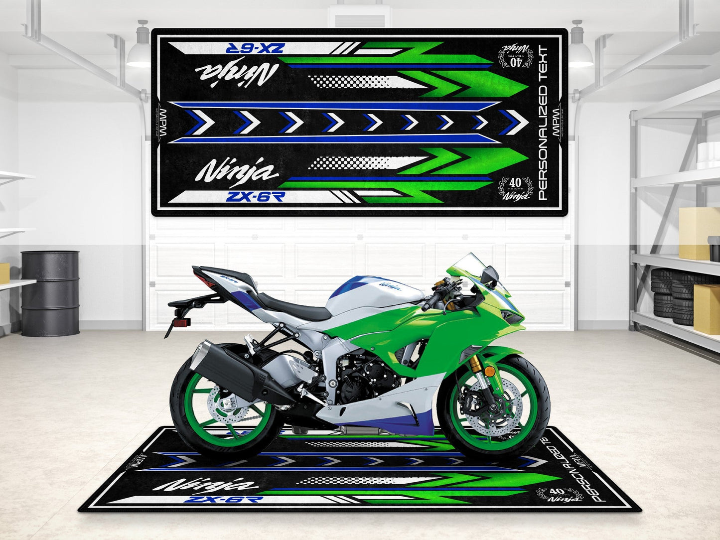 Motorcycle Mat for Kawasaki Ninja ZX-6R 40th Anniversary